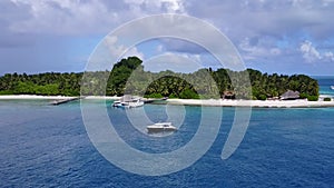 Aerial view sky of perfect sea view beach voyage by blue water and clean sandy background