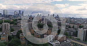 Aerial view of the skyline of the city of London from the North