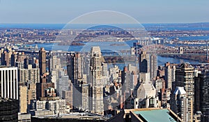 Aerial view of skyscapers in New York city