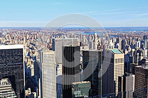 Aerial view of skyscapers in New York city