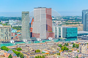 Aerial view of Skyscrapers in the Hague, Netherlands