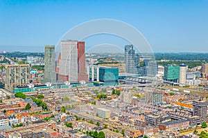 Aerial view of Skyscrapers in the Hague, Netherlands