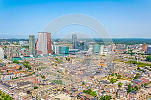 Aerial view of Skyscrapers in the Hague, Netherlands