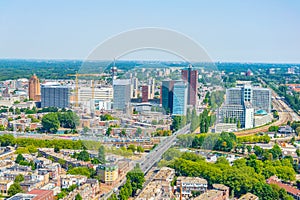 Aerial view of Skyscrapers in the Hague, Netherlands