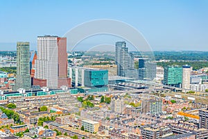 Aerial view of Skyscrapers in the Hague, Netherlands