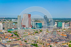 Aerial view of Skyscrapers in the Hague, Netherlands