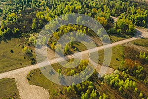 Aerial view of small airport runways from the drone