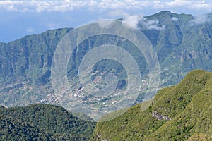 Aerial view on small city in Madeira island photo