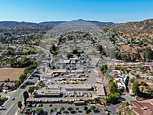 Aerial view of small city Poway in suburb of San Diego County