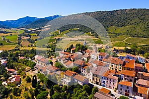 Aerial view of small french village Cucugnan