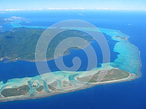 Aerial view on small lagoon, French Polynesia