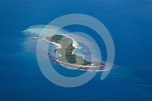 Aerial view of the small Maldives islands