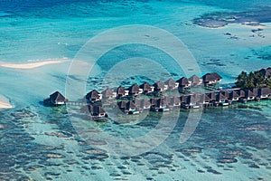 Aerial view of the small Maldives islands