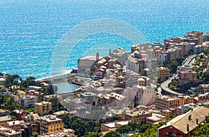 Aerial view of the small port of Nervi in Genoa, Italy