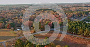 Aerial view of small quiet american town Boiling Spring on autumn day in South Carolina