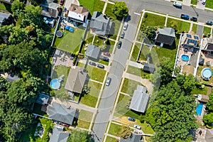 Aerial view of small streets residential area a small town in Sayreville New Jersey