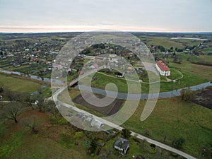 Aerial view of small town Kraziai in Zemaitija, Lithuania