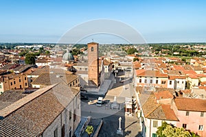 Aerial view of small town Pietrasanta in Versilia northern Tuscany in province of Lucca, Italy photo
