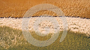 Aerial View Small Waves on Sandy Beach