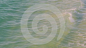 Aerial View Small Waves on Sandy Beach