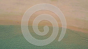 Aerial View Small Waves on Sandy Beach