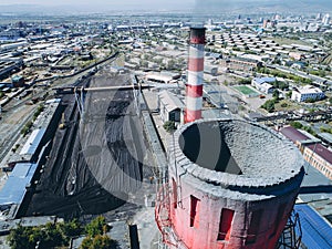 Aerial view smokestack