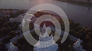 Aerial view on the Smolniy Sobor at Neva river in Saint-Petersburg.