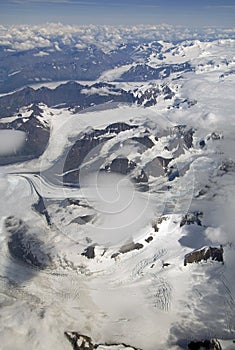 Erial view of snow capped mountains photo