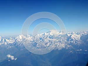 Aerial view of snow-clad Himalayas