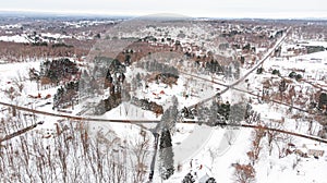 Aerial view of the snow dumped by Winter Storm Bailey
