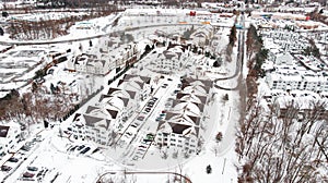 Aerial view of the snow dumped by Winter Storm Bailey