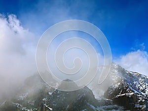 Aerial view of snow mountain peak