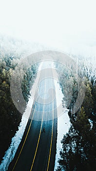 Aerial View of Snowy Road in Mountains, Australia