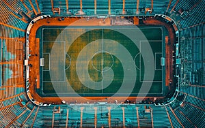 Aerial View of Soccer Field in Stadium