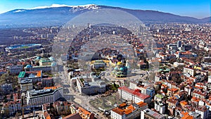 Aerial view of Sofia panoramic skyline in Bulgaria