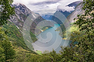 Aerial view of Sognefjord, Norway .