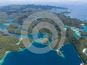 Aerial view of Sohoton Cove lagoons in Bucas Grande, SIargao