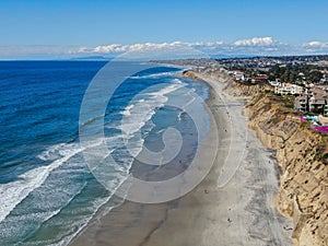 Aerial view of Solana Beach with pacific ocean, coastal city in San Diego County, California. USA photo