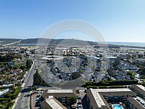 Aerial view of Solana Beach Town, San Diego, California USA