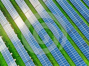 Aerial view of solar farm. Renewable energy for a sustainable future. Sustainable energy innovation. Solar energy. Clean power.