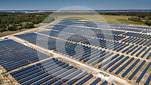 Aerial view of a solar panel park