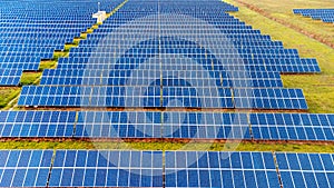 Aerial View Solar Panels Drone In the Desert