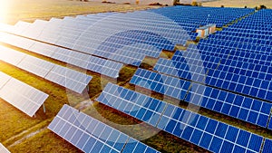 Aerial view of Solar panels on photovoltaic power plant