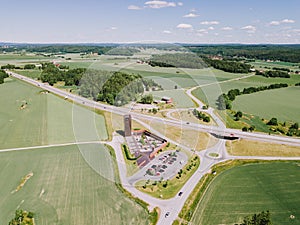 Aerial view of SolbergtÃ¥rnet rest stop