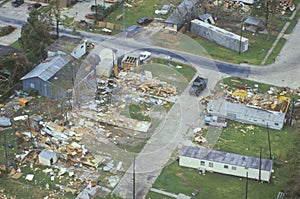 An aerial view of some damage