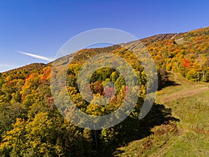 Aerial view of some rural fall color landscape over Mont Orford photo