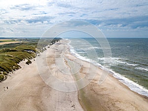 Aerial view of the Sondervig Beach in Denmark - Europe