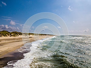 Aerial view of the Sondervig Beach in Denmark - Europe