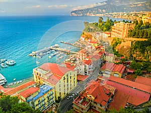 Aerial view of Sorrento city, amalfi coast, Italy