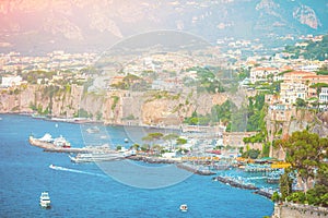 Aerial view of Sorrento city, Amalfi coast, Italy